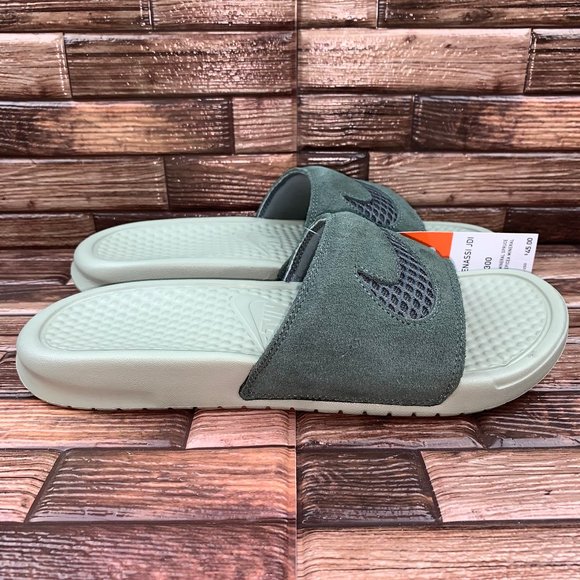 New Nike Benassi JDI Leather SE Mineral Spruce - Picture 4 of 8